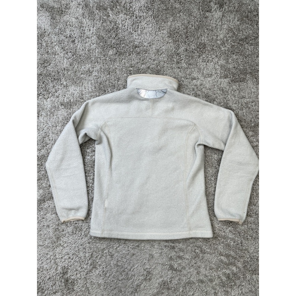 Patagonia Fleece Sweater Girls Large 12 Ivory 1/4 Zip Synchilla Pullover Pockets - Picture 9 of 11